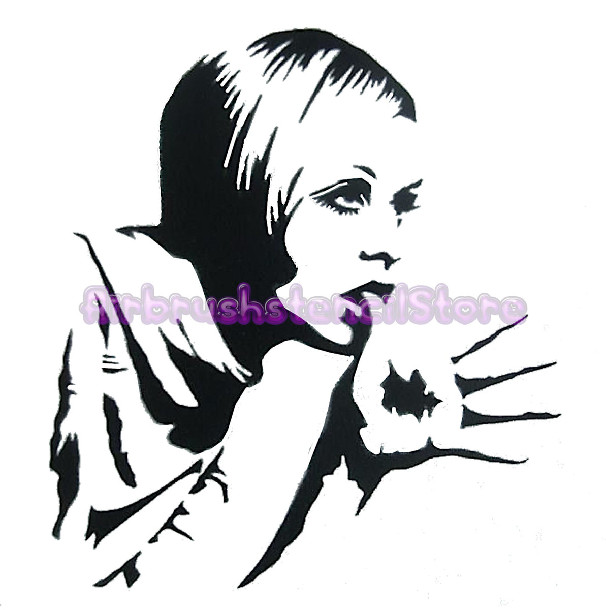 Girl stencil Airbrush art stencil available in 2 sizes Mylar ships wor