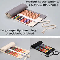 Large Capacity Gray Colour Canvas Rolling Pencil Case curtain