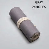 Large Capacity Gray Colour Canvas Rolling Pencil Case curtain