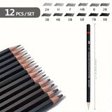 12-Piece Professional Precision Drawing Pencil Set- 2H-8B Hardness Range