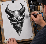 6 Layer Infernal Horned Skull Stencil set template