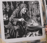 6 Layer Witch at Cauldron Stencil set template Ships worldwide Reusable many times durable mylar