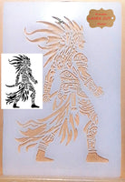 Aztec warrior Stencil Airbrush Art stencil Artists Aztec template available in 3 sizes Mylar ships worldwide.