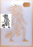 Aztec warrior Stencil Airbrush Art stencil Artists Aztec template available in 3 sizes Mylar ships worldwide.