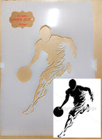 Basketballer Airbrush art stencil Mylar ships worldwide.