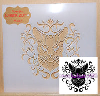 Cat folk Art Airbrush art stencil available in 2 sizes Mylar ships worldwide.