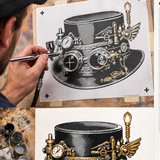 6 Layer steampunk hat art airbrush Stencil set template re useable many times