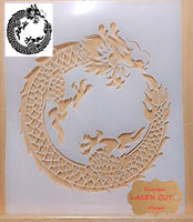 Circular Dragon Airbrush art stencil available in 2 sizes Mylar ships worldwide.