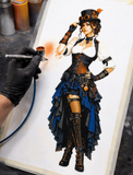 6 Layer steampunk Girl Stencil set template