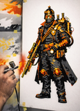 6 Layer Steampunk Soldier art airbrush Stencil set template
