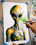 6 Layer Alien Head and Shoulders art airbrush Stencil set template