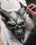 6 Layer Infernal Horned Skull Stencil set template