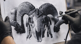 6 Layer Sheep Skull Stencil set template