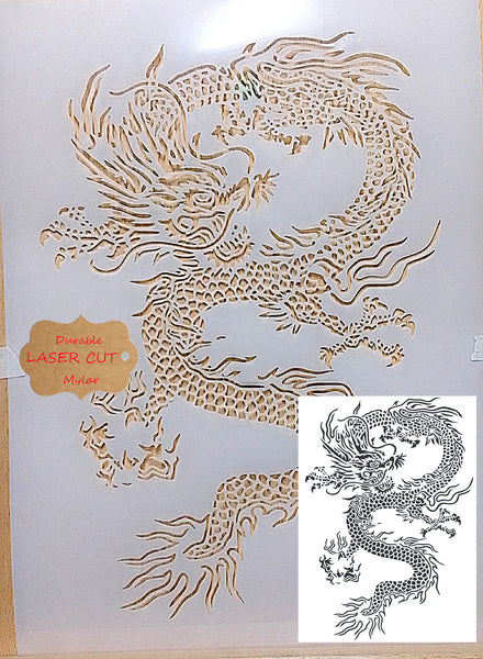 Dragon Airbrush art stencil Mylar ships worldwide.