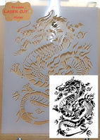 Eastern Dragon Airbrush art stencil available in 2 sizes Mylar ships worldwide.