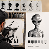 6 Layer Alien Head and Shoulders art airbrush Stencil set template