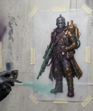 6 Layer Steampunk Soldier art airbrush Stencil set template
