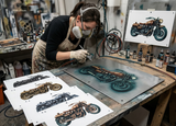 6 Layer Steampunk Motorcycle art airbrush Stencil set template