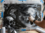 6 Layer Graveyard scene Stencil set template Ships worldwide Reusable many times durable mylar