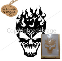 Skull Airbrush art stencil Mylar available in 3 sizes ships worldwide.