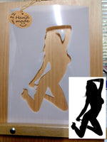 Pretty Girl stencil Airbrush art craft stencil available in 3 sizes Mylar ships worldwide.