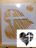 Heart & Cross Airbrush art stencil available in 2 sizes Mylar ships worldwide.