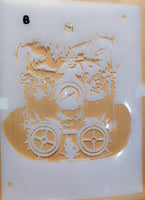 Three layer Steampunk Hat Airbrush art stencil set clear Mylar ships worldwide.