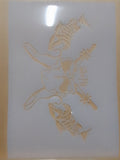 Fishing Skull Airbrush art stencil available in 2 sizes Mylar ships worldwide.