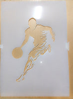 Basketballer Airbrush art stencil Mylar ships worldwide.