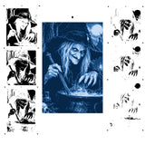 6 Layer Witch at Cauldron Stencil set template Ships worldwide Reusable many times durable mylar