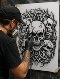 Skulls stencil Airbrush art stencil artists template available in 5 sizes Mylar ships worldwide.