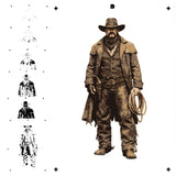 6 Layer Old west cowboy Stencil set