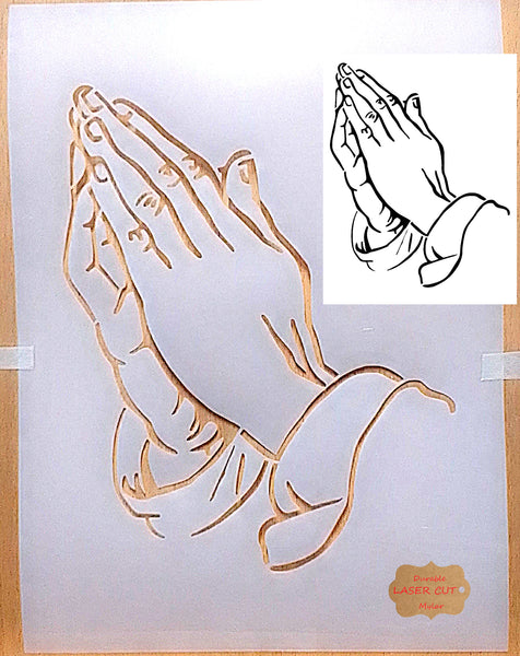 Praying hands Airbrush art stencil Mylar ships worldwide.