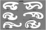 French Curve Shield set Airbrush art stencil Artists curve template available in 6 sizes Mylar SET OF 6