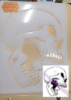 Skull (B) Airbrush art stencil available in 2 sizes Mylar ships worldwide.