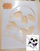 Skull (D) Airbrush art stencil available in 2 sizes Mylar ships worldwide.