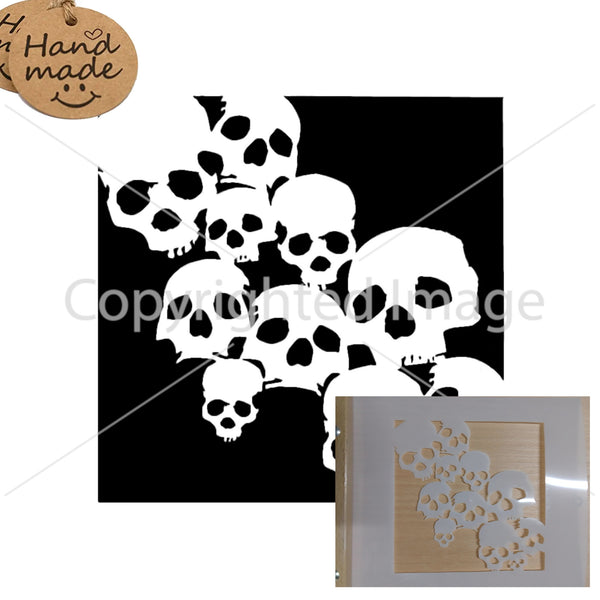 Skulls template Airbrush art stencil available in 3 sizes Mylar ships worldwide.