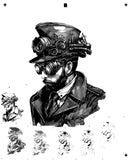 6 Layer Steampunk Man art airbrush Stencil set template