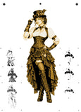 6 Layer steampunk Girl Stencil set template