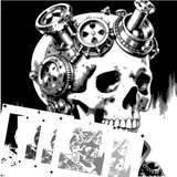 6 Layer Stencil set Steampunk Skeleton template Set