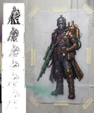 6 Layer Steampunk Soldier art airbrush Stencil set template