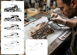 6 Layer Steampunk Motorcycle art airbrush Stencil set template
