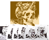 6 Layer Stencil set Steampunk Skeleton template Set