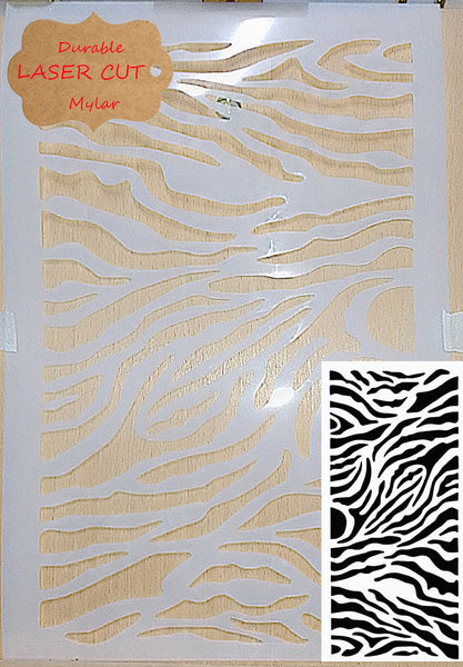 Zebra stripes Airbrush art stencil available in 2 sizes Mylar ships worldwide.