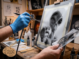 Three layer Alien Airbrush art stencil set clear Mylar ships worldwide.