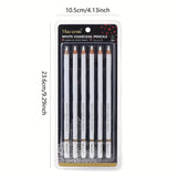 6pcs Macaron White Charcoal Pencils, 4mm Bold Point