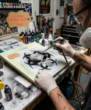 Biohazard Skull Airbrush art stencil available in 7 sizes Mylar ships worldwide.