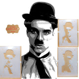 Three layer Charley Chaplin Airbrush art stencil set clear Mylar ships worldwide.