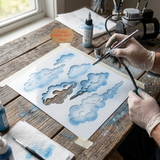 2 layer Clouds Airbrush art stencil set Mylar ships worldwide.