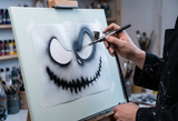 Creepy Face stencil airbrush stencil artists face template Mylar ships worldwide.